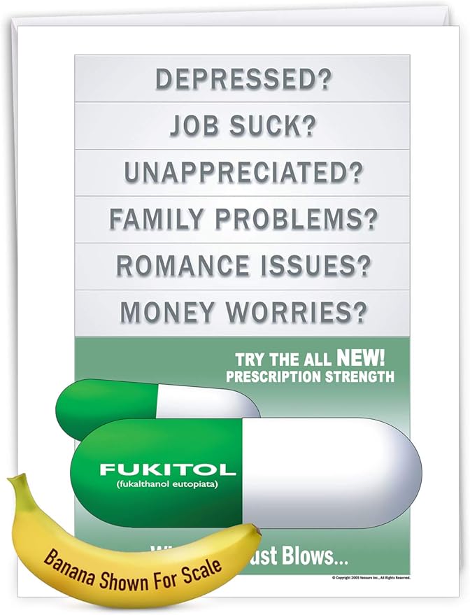 NobleWorks - Big Adult Birthday Card with Envelope (8.5 x 11 Inch) - Funny Appreciation Card for Birthdays - Fukitol J0500