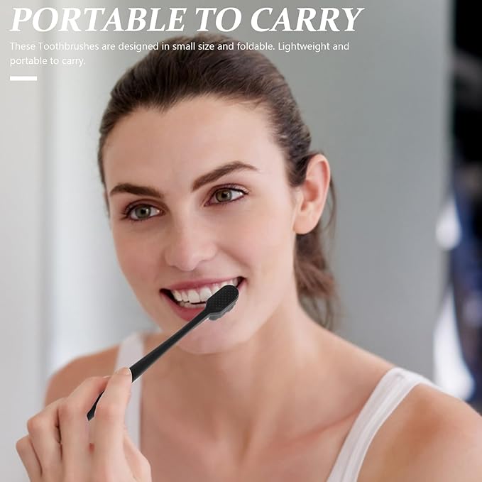 balacoo 4Pcs Soft Bristle Adult Toothbrush Ergonomic Folding Travel Toothbrushes for Sensitive Gums Comfortable Non-Slip Handle Portable Oral Care Random Color