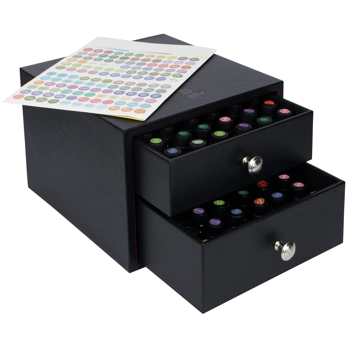 J JACKCUBE DESIGN Essential Oil Organizer Storage Box Case, Holds 96 Bottles 5-15ml Essential Oils, Roller Bottles- Leather Drawer Oil Holder Display- MK525A