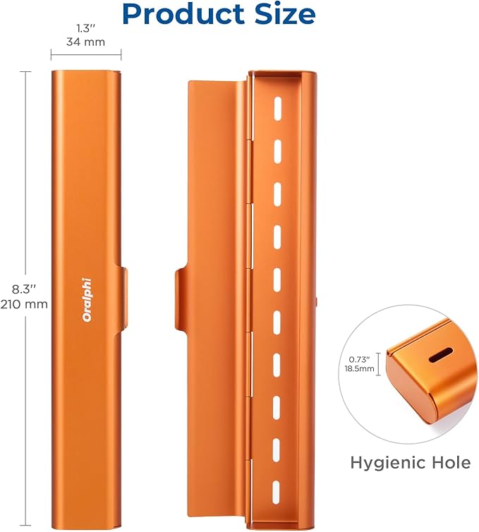 Aluminum Toothbrush Travel Case, Portable Travel Toothbrush Holder, Durable Manual Toothbrush Box Container for Traveling, Bathroom, Camping, Business Trip-Pumpkin Orange