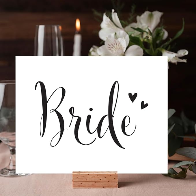 Andaz Press Wedding Party Signs, Formal Black and White, 8.5-inch x 11-inch, Bride, 1-Pack