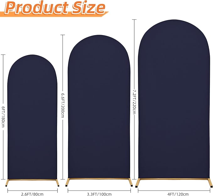 Arch Covers,Arch Backdrop Stand Fitted Cover for Wedding Birthday Party Ceremony Banquet Decoration(7.2FT,Dark Blue,Cover Only)