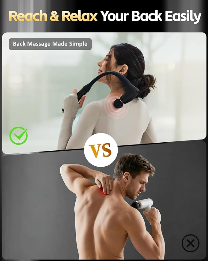 2-in-1 Detachable Percussion Massage Gun with Extension Handle, Back Massager for Pain Relief Deep Tissue Muscle Massager for Arm Shoulder Lower Back Thigh Waist, Gifts for Women , FSA-HSA Eligible