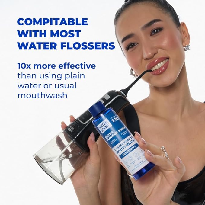 Fluoride Mouthwash & Water Flosser Аdditive | Add to Oral irrigator | Citrus Mint Flavor | Alcohol Free, Made in USA | Concentrated 1:10 = 44 fl.oz, Pack of 2 Bottles