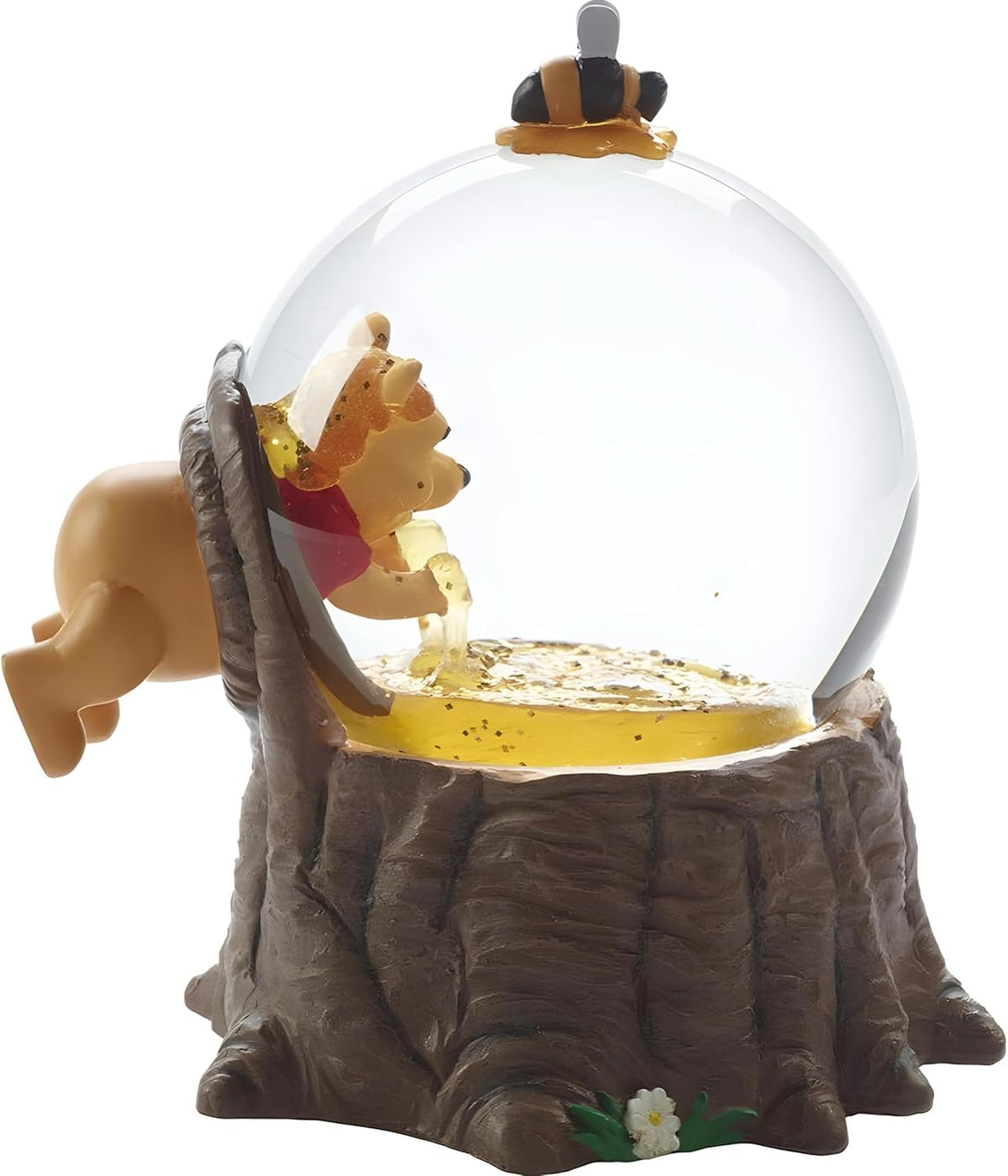 Pooh Bear Musical Snow Globe Collectible Honey Scene Figurine with Wind-Up Music Box, 5.5 Inch Resin and Glass Display Decoration, Holiday Birthday Gift for Fans and Collectors
