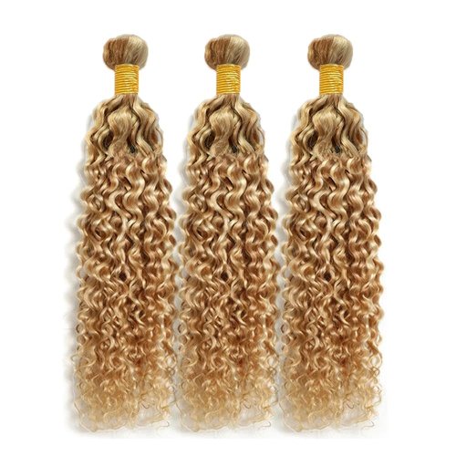 Giginger P27/613 Blonde Jerry Curly Human Hair Bundles 16 18 20 Inch Highlight Honey Blonde Jerry Curly Bundles 100% Unprocessed Raw Quick Weave Hair for Black Women