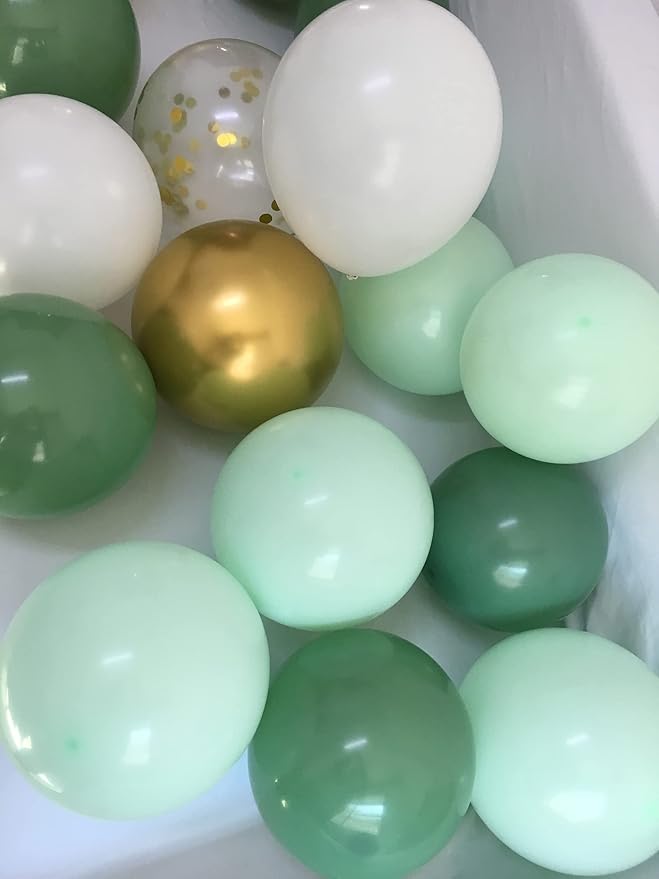 Matte Sage Green Gold Balloons – Light Mint Olive Green Balloons for Wedding Neutral Baby Shower Birthday Party Supplies 60 packs (Sage green + gold)