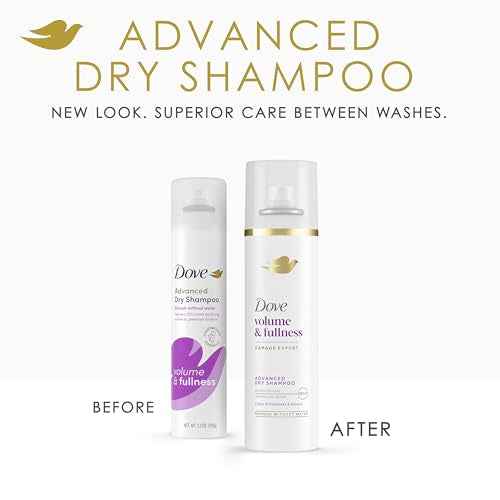 Dove Dry Shampoo Spray, Volume & Fullness, Absorbs Oil to Refresh Hair Without Washing, 5 oz (2-Pack)