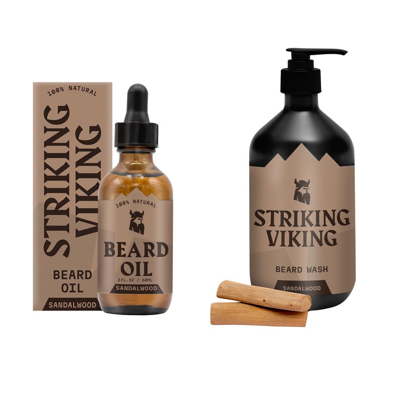 Striking Viking Beard Oil Sandalwood (2oz) & Beard Wash Sandalwood (17oz)