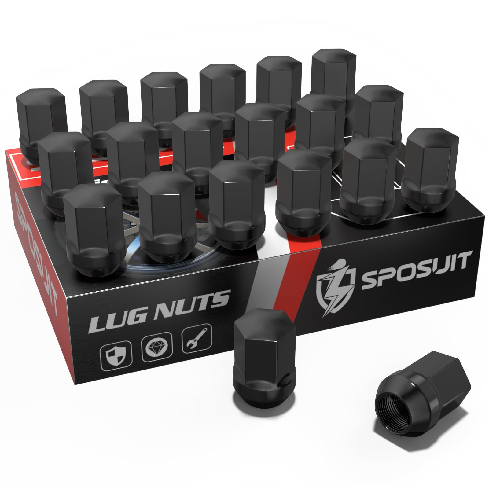 Sposuit 9/16-18 Lug Nuts - Replacement For 2005-2011 Dodge Dakota, 2004-2009 Durango - Oem Factory Style Closed End Black Lug Nu