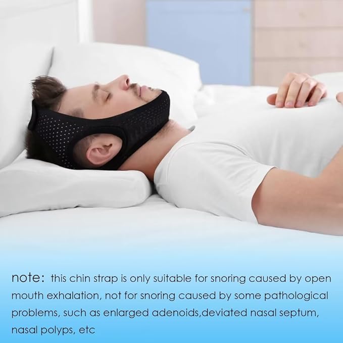 Forzacx Anti Snore Chin Strap - Breathable Chin Strap Snoring Solution, Effectively Reduce Snoring, Non-Stick Hair, Don't Fade - Black
