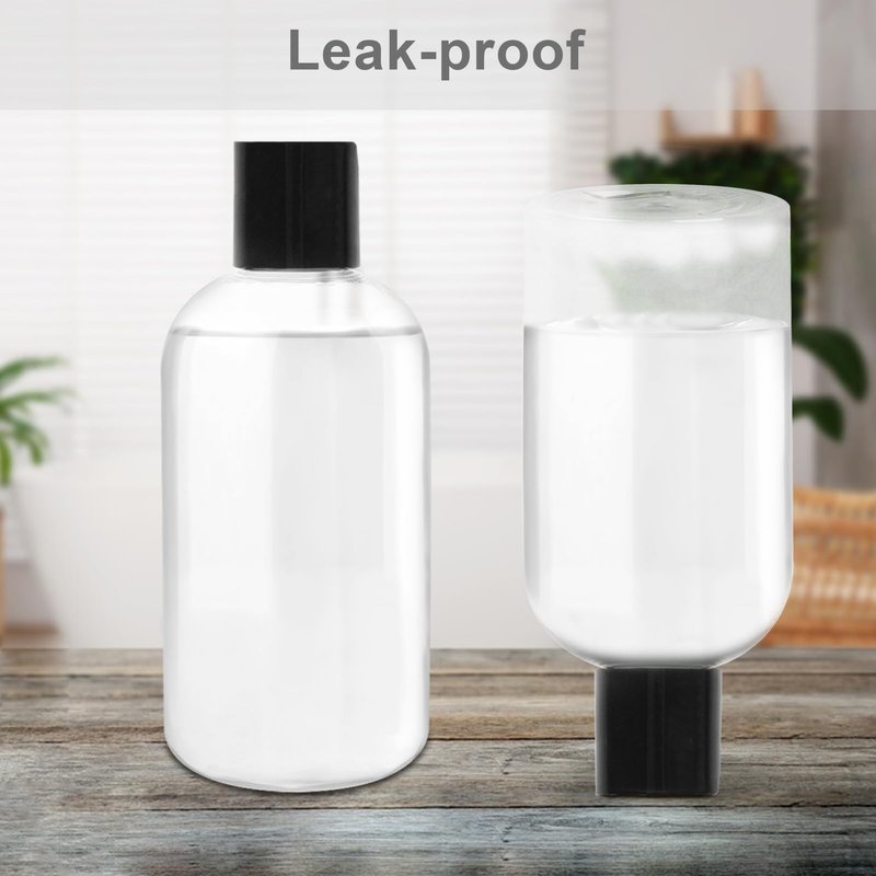 Neendohome 20 Pack 8 oz Empty Plastic Bottles with Black Disc Caps Reusable Clear Leak-Proof Travel Squeeze Containers for Shampoo Conditioner Toiletries Liquid Soap