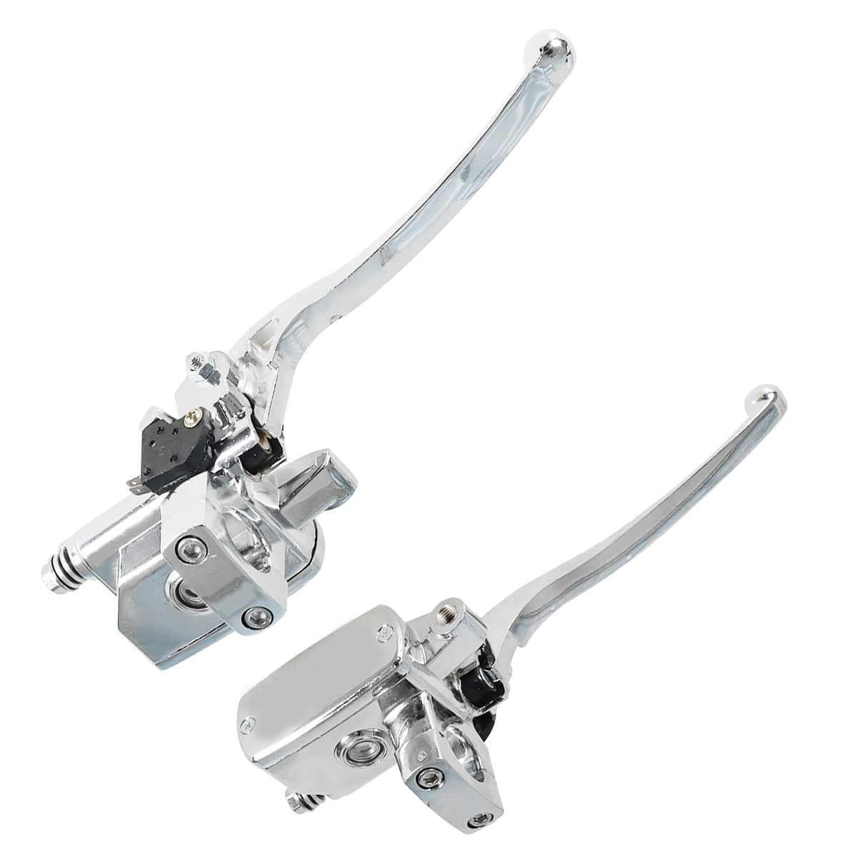 Wflnhb 25Mm Motorcycle Handlebar Hydraulic Brake Clutch Master Cylinder Left Right Set Chrome Replacement For Yamaha Star 2002-2