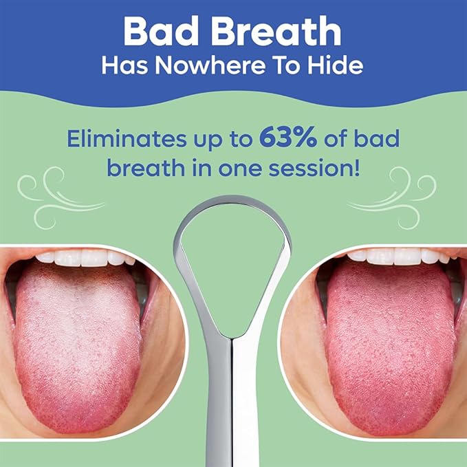 Tongue Scraper For Adults & Kids - 2 Pack Stainless Steel Tongue Scraper Travel Metal Case | Mouth Cleaner For Bad Breath Treatment | Best Disposable No Plastic Scrubber | Oral Care Hygiene Essentials