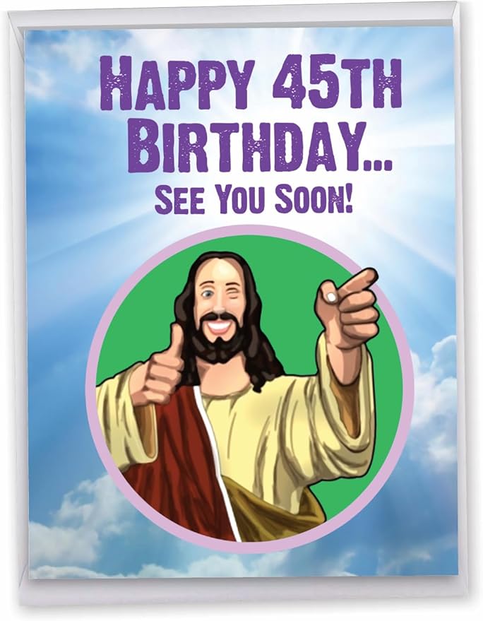 NobleWorks - 45th Funny Birthday Greeting Card (8.5 x 11 Inch) - 45 Years Old, Big Milestone Birthday Humor Card from Group - See You Soon 45 J9403MBG