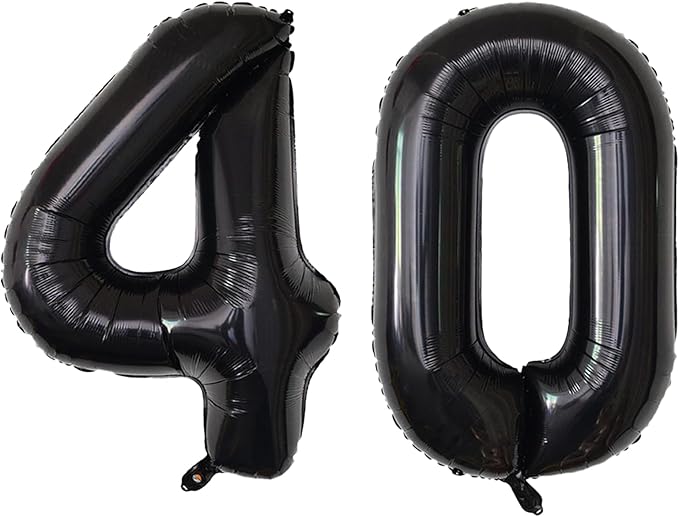 SINBEE Black 40inch Reusable Mylar Foil Balloon, 1pcs Number 4 Balloon for Birthday, Anniversary, Party Decorations Supplies