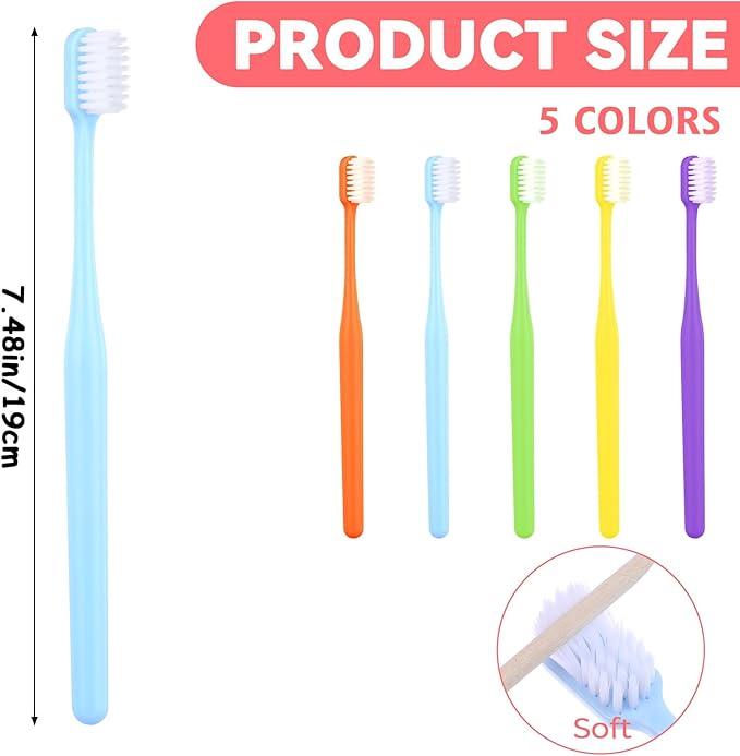 COMNICO 5 Pack Classic Manual Toothbrush Soft Bristles Clean Tooth Brush with Ergonomic Plastic Handle for Adults and Kids, Colorful