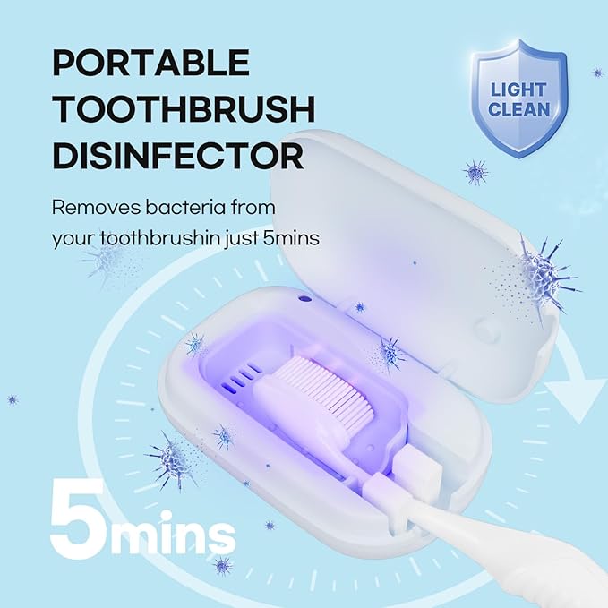 HuBDIC HubiCare Toothbrush Case, Pastel Color Portable Mini Toothbrush Covers with Holder, Rechargeable Travel Home Toothbrush And Holder, Cleaner Case for All Electric & Manual Toothbrushes (Blue)