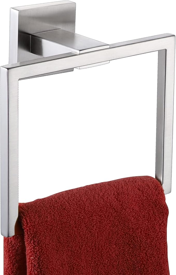 KOKOSIRI Bath Towel Ring Towel Hanger Bathroom Towel Holder Towel Rack Wall Mounted Stainless Steel Contemporary Style, Brushed Steel, B3004BR