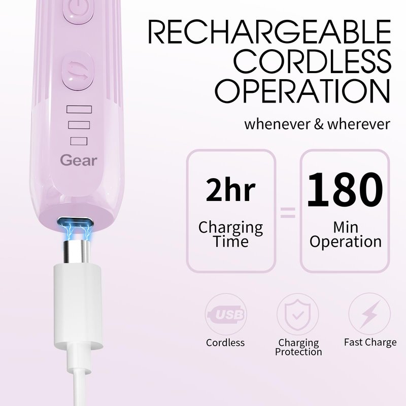 Professional Manicure Pedicure Kit -360° Light, Rechargeable Electric Nail Drill, Cordless Electric Nail File Set, 3 Speeds Hand Foot Care Nail Drill for Thick Nail Toenail Cuticle