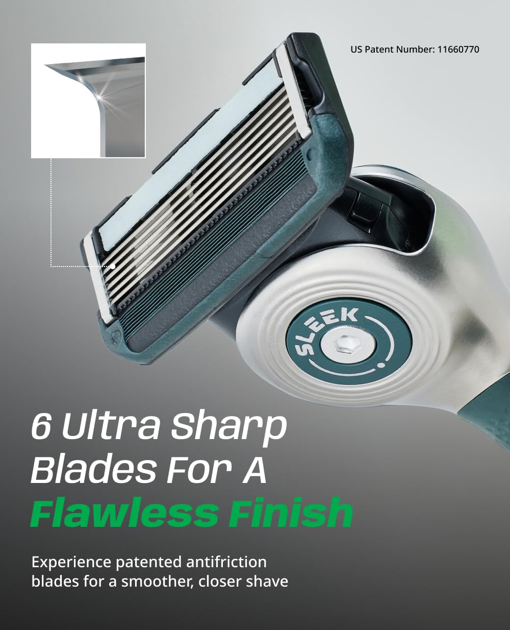DORCO SLEEK - Six Blade Razor System with Multi-Flex technology Refill Set, Precision Shaving Razor Replacement Cartridge (12 pack)