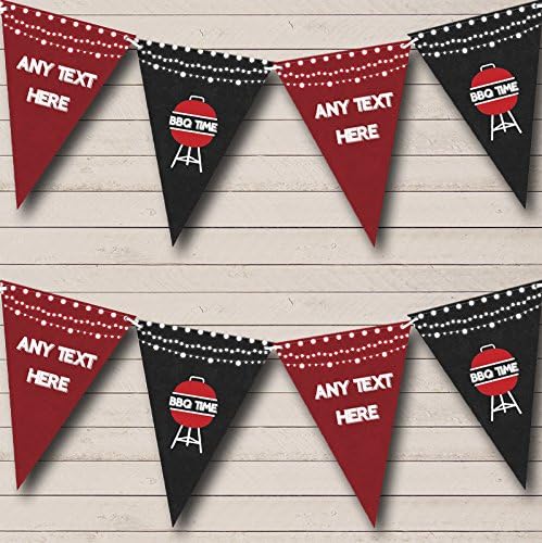 BBQ Grill Cookout Rustic Personalized Birthday Party Bunting - Hanging Party Decoration - Birthday Party Banner Garland | Decorative Party Supplies