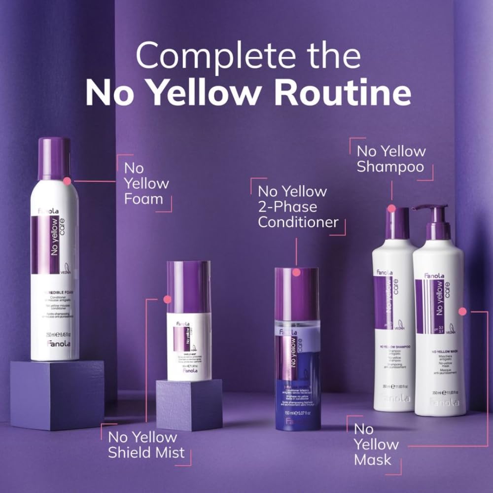 Fanola No Yellow Purple Hair Mask - Acidic pH Deep Conditioning Hair Mask for Blonde, Bleached & Grey Shades - Intense Violet Pigment Neutralizes Brassy Tones (33.8 Fl oz)