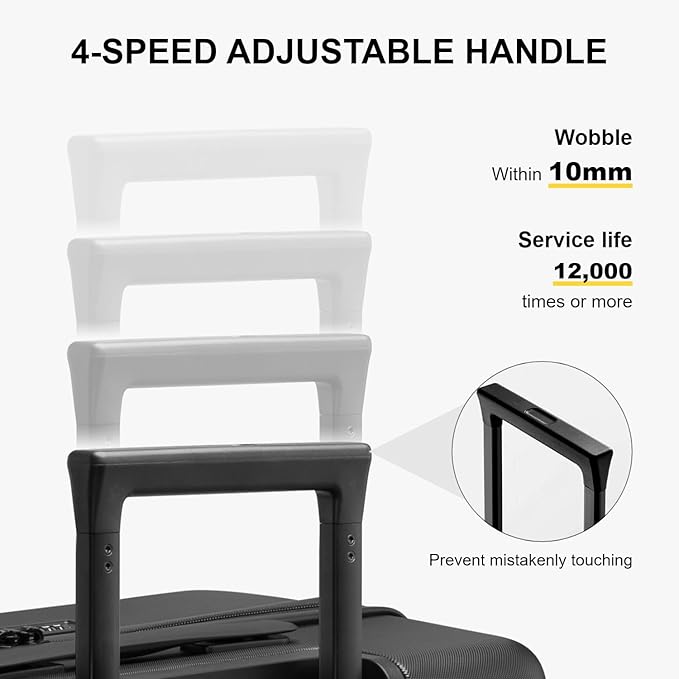 LEVEL8 Carry on Luggage Airline Approved, Small Carry on Suitcases with Wheels, Lightweight Hardside Textured Luggage for Travel, Tsa Approved, 20-Inch, Black