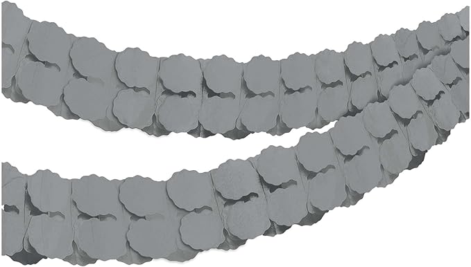 Sparkling Silver Paper Garland - 12 ft. (1 Pc.) - Stunning Design & Premium Quality - Perfect for Any Event