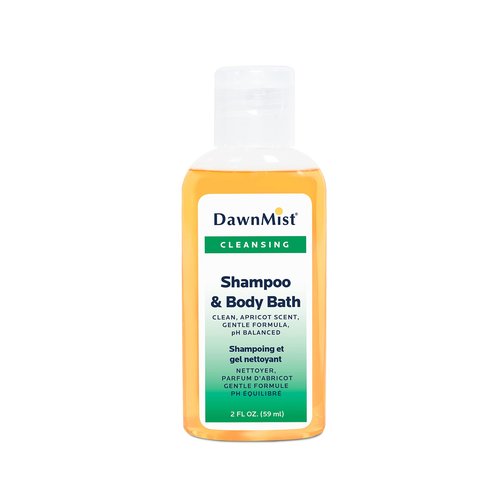 Dukal DawnMist Shampoo & Body Bath, 2 oz Bottles with Dispensing Cap – Pack of 144 – Gentle All-in-One Cleanser for Hair & Skin