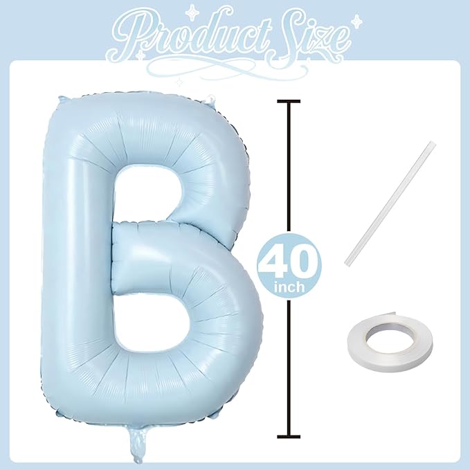 40 Inch Baby Blue BRIDE Balloons, Large Light Pastel Bride Foil Helium Balloon Banner for Bachelorette Something Blue Before I Do Bridal Shower Wedding Engagement Bride To Be Party Decorations