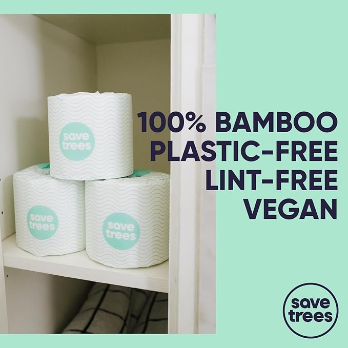 Save Trees Bamboo Toilet Paper -80 Rolls Of Septic Safe Organic Toilet Paper - 3-ply, 300 Sheets Per Roll - PFAs Free, FSC Certified, Plastic & Chemical Free -For Home, Boat& RV Use
