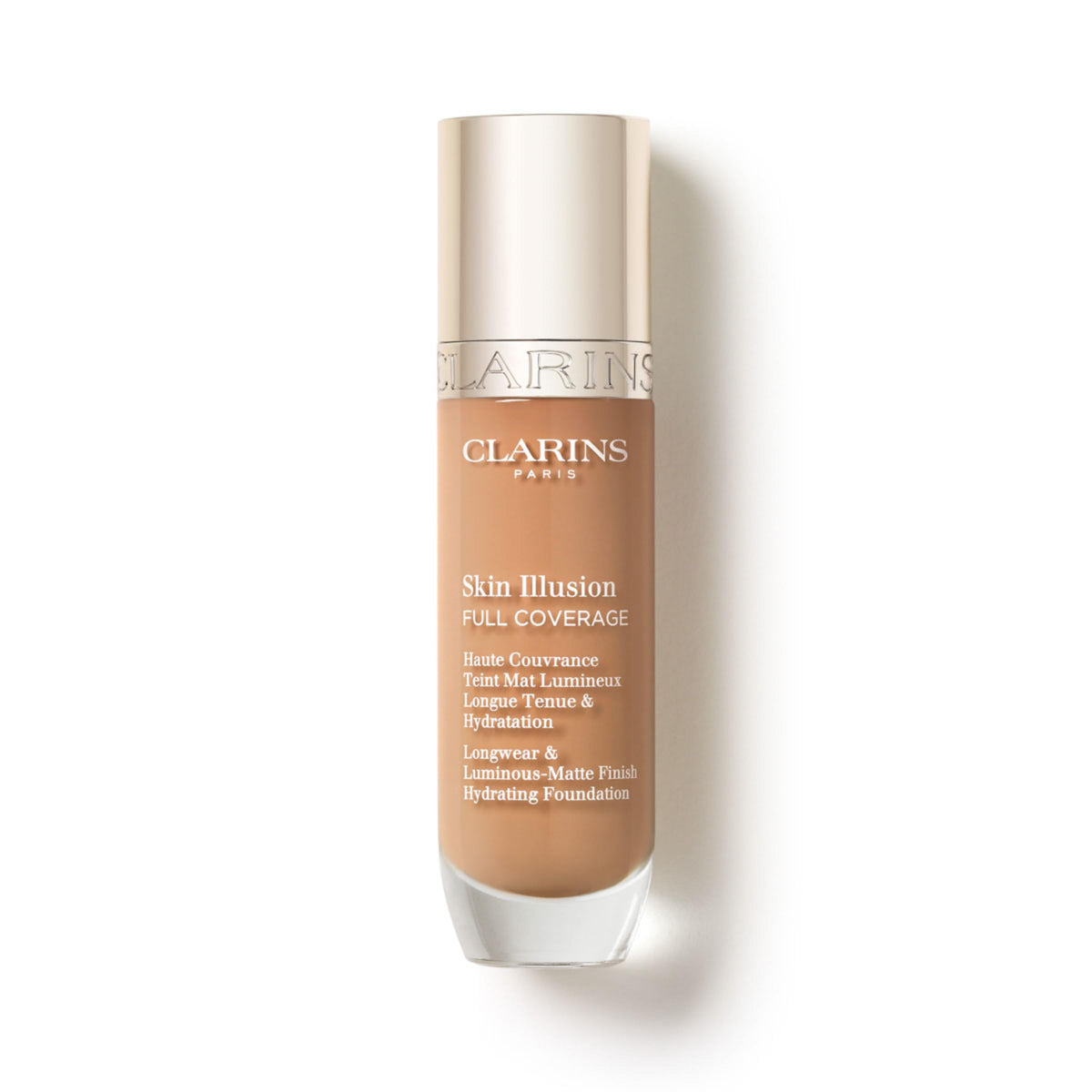 Clarins Skin Illusion Longwear Full Coverage Foundation|Luminous Matte Finish|24H Hold and 24H Hydration|Natural Looking|Transfer, Sweat and Smudge Proof| Contains Hyaluronic Acid|1 Fl Oz, 111N