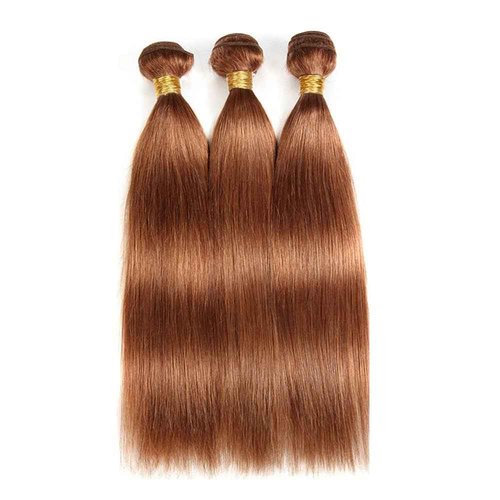 Giginger Brazilian Human Hair Bundles 16 18 20 Inch Color 30 Light Brown Straight Bundles Human Hair Straight Unprocessed Virgin Quick Weave Hair for Black Women