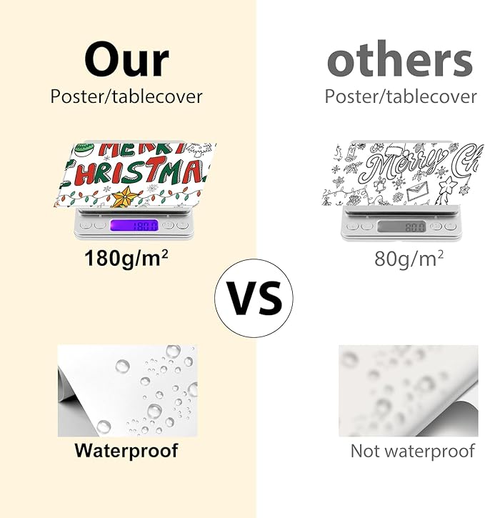 Tbsone Christmas Coloring Tablecloth for Kids ‒ 72×30 Inch Giant DIY Paper Table Cover, Xmas Party Activity & Craft Decorations