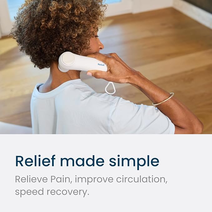 Nobol MyoLite Percussion Massage Gun - Deep Tissue Muscle Relief, Quiet & Portable, Cordless with 4 Attachments and Travel Case (White)