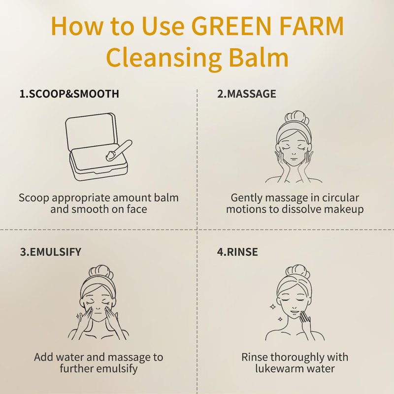 GREEN FARM Makeup Remover Cleansing Balm - Instantly Melts Waterproof Mascara & Long-Wear Makeup, No Residue, Gentle for Sensitive Skin