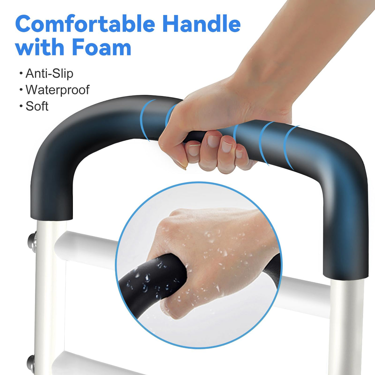 KingPavonini Bed Rails for Elderly Adults Safety - Adjustable Bed Cane with Non-Slip Ergonomic Handle and Storage Pocket, Bed Railings for Seniors Hold up to 350 Lbs, Tool-Free Installation