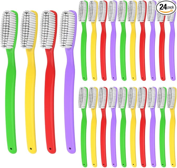 Hard & Firm Toothbrush Stiff Bristle Brush for Smokers Oral Care Teeth Whitening Cleaning for Adult Travel Pack of 24