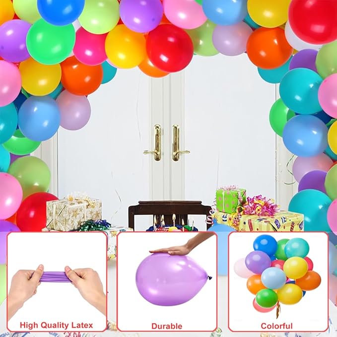 1000 Pcs Balloons Assorted Color, 10 Inch - 12 Rainbow Color Latex Party Balloons for Birthday Graduation Wedding Party Supplies Arch Garland (Multicolor, 1000 pcs)