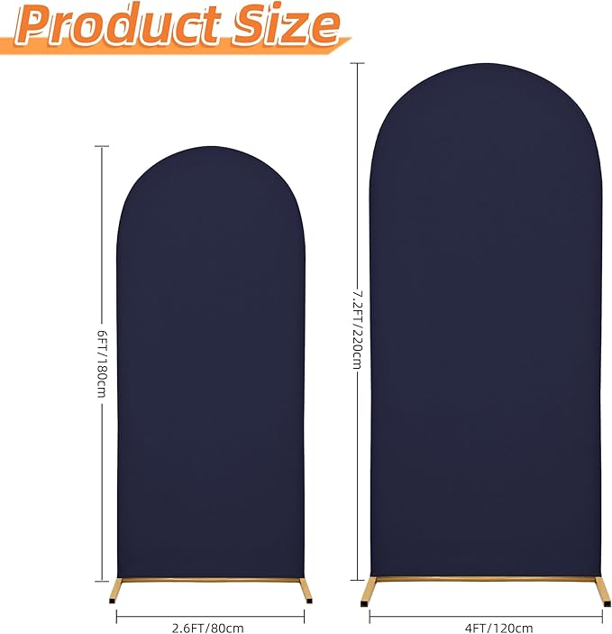 Arch Covers,Arch Backdrop Stand Fitted Cover for Wedding Birthday Party Ceremony Banquet Decoration(7.2FT&6FT,Dark Blue,Cover Only)