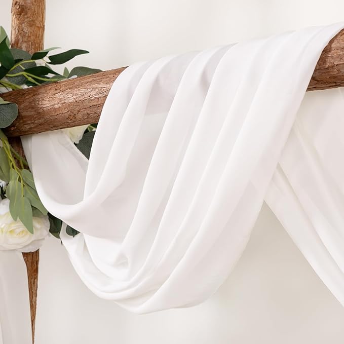 Ivory Wedding Arch Draping Fabric 30'' x 18FT 4 Panel Sheer Chiffon Arch Drapes for Easter Bridal Shower Baby Shower Photo Booth Church Decor Birthday Party Outdoor Decoration