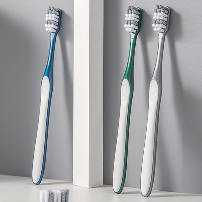 Hard Plastic Men Toothbrushes 8Pcs Set with Large Head for Tooth Cleaning and Travel Portable Oral Care