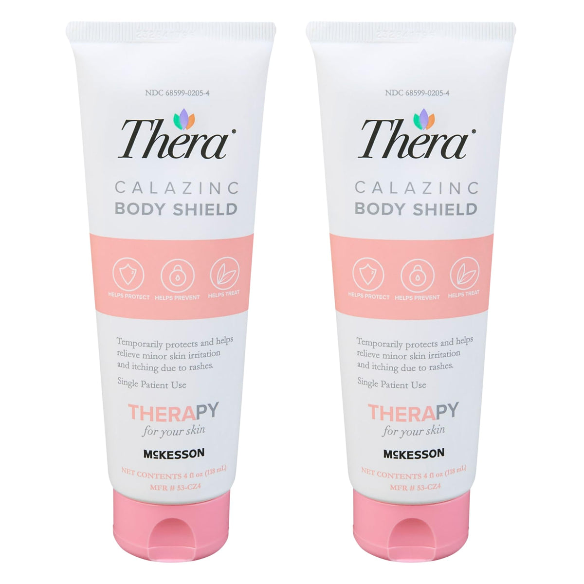 Thera Calazinc Body Shield Barrier Cream with Calamine and Zinc [2-Pack] - Incontinence Skin Protectant Ointment, Diaper Rash, Scented - 4 oz