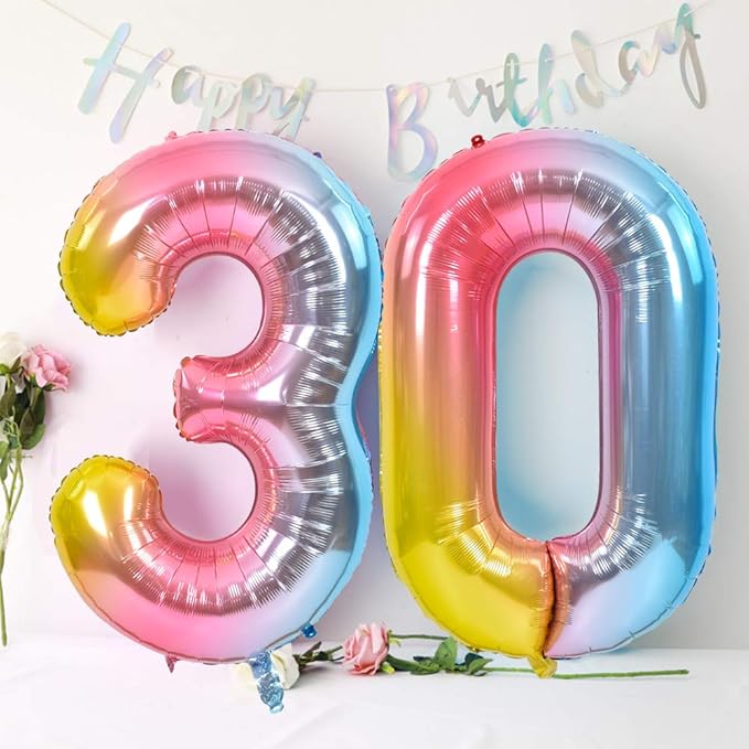 TONIFUL 40 Inch Rainbow Large Numbers Balloons 0-9, Number 1 Digital 1 Helium Balloons, Foil Mylar Big Number Balloons for Birthday Party Anniversary Supplies Decorations
