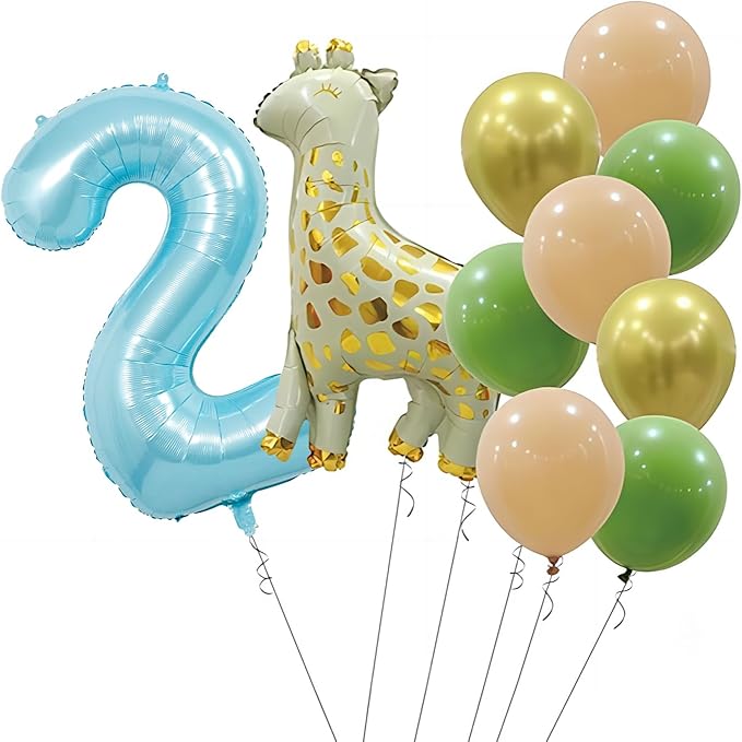 Blue Light Number Balloon, 40 Inch, Party Decorations for Birthdays, Boy Baby Shower, Wedding, Unisex, Includes 1 Balloon, 1 Roll String, 1 Straw