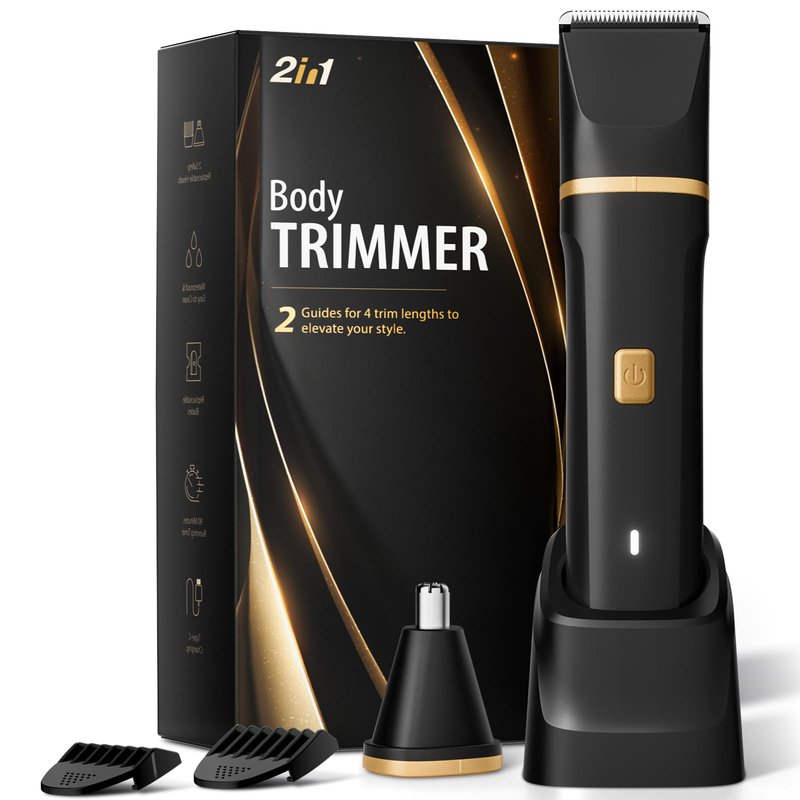 Electric Razor for Men, IPX7 Waterproof Versatile Shaver for Temple, Groin, Nose, Ear Hairs, Beard, Body Hair Trimmer for Men, Painless Grooming Kit with 2 Replaceable Ceramic Blade Heads