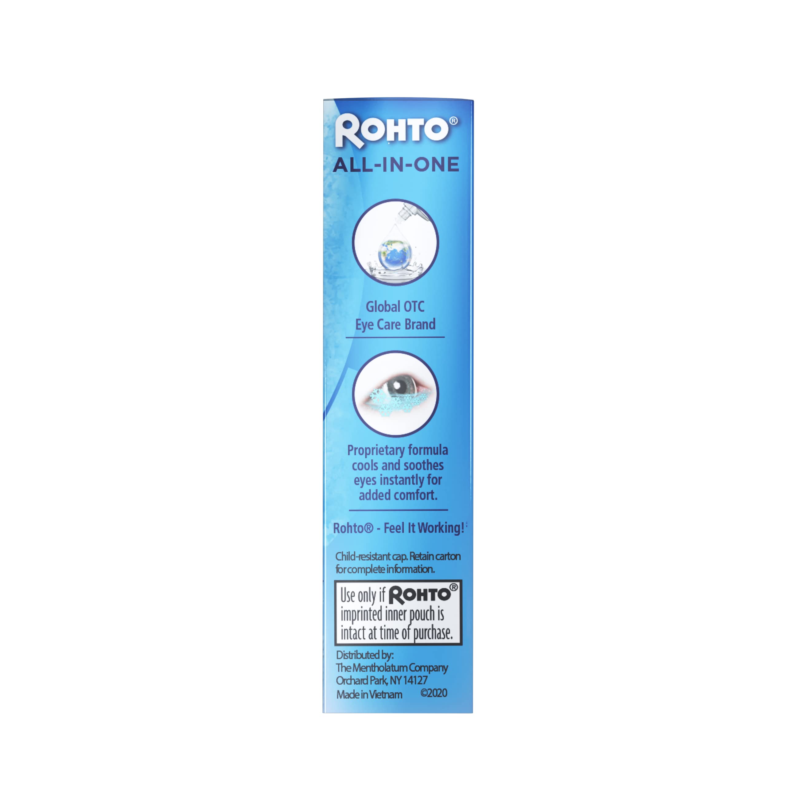 Rohto All-in-One Multi-Symptom Eye Drops, CoolSense™ Technology Relieves Irritation from Red, Dry, Itchy, Burning, Gritty, and Watery Eyes, 0.4 fl oz, 3 Count