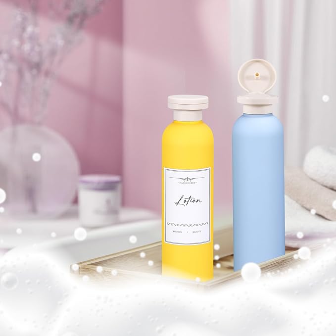 Travel Shampoo Bottle, Empty Plastic Squeeze Bottles 8.8oz with Flip Cap, Lotion Container for Toiletries Travel Size Shampoo and Conditioner