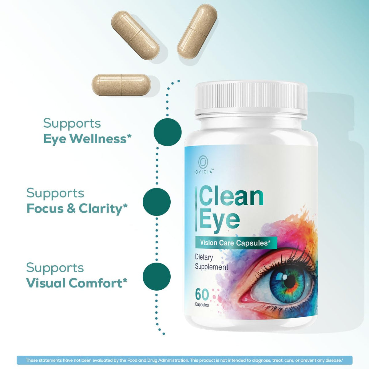 (2 Pack) Clean Eye Capsules - Official CleanEye Pills Advanced Premium Formula Support Maximum Strength, All Natural Ingredients Vitamins for Overall Health & Wellness, 120 Capsules for 2 Months